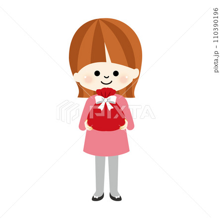プレゼントを渡す女の子のイラスト 110390196