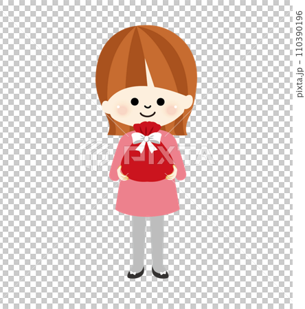 プレゼントを渡す女の子のイラスト 110390196