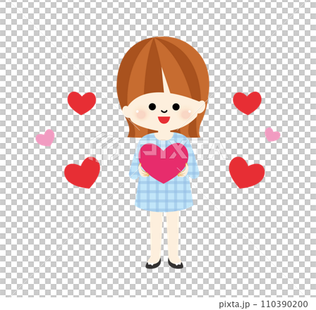 一個有紅心的女孩的插圖 110390200
