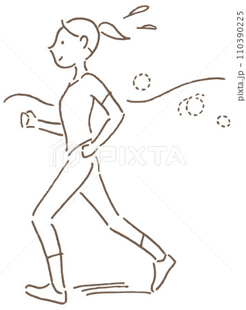 ジョギングする女性（線画） 110390225