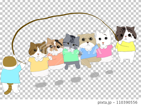 縄跳びをする猫たちのイラスト素材 [110390556] - PIXTA