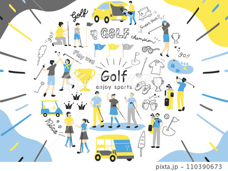 ゴルフを楽しむ人達 110390673