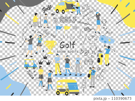 ゴルフを楽しむ人達 110390673
