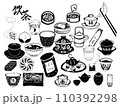 飲茶線画イラストセット 110392298