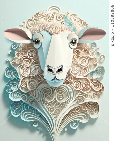 羊 ペーパークラフト風(AI生成画像) 羊 ペーパークラフト風(AI生成画像) 110392806