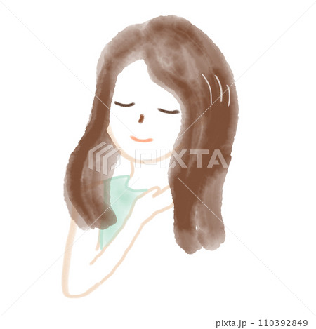 髪に触れる女性のイラスト素材 髪に触れる女性のイラスト素材 110392849