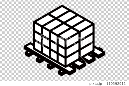 パレットに積まれた荷物のシンプルなアイソメトリックのイラスト、物流・流通など 110392911