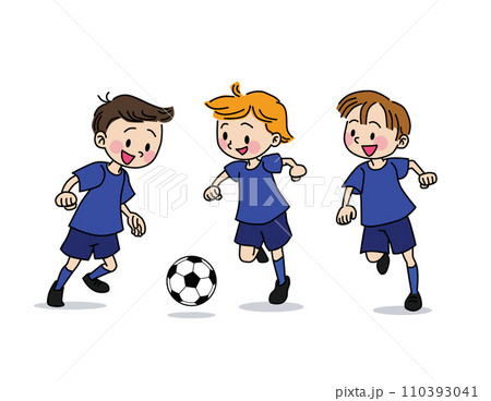 サッカーをする子供たちのイラスト サッカーをする子供たちのイラスト 110393041