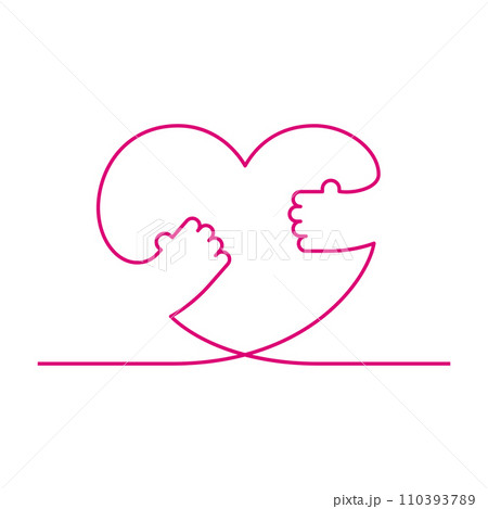 embracing heart one line drawing minimal thin line 110393789