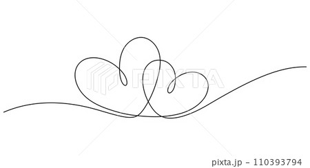 couple hearts continuous line drawing minimalist decorative 110393794