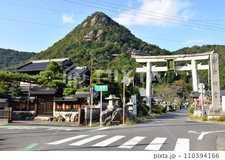 東近江市　太郎坊宮（阿賀神社）鳥居と参道と赤神山 110394166