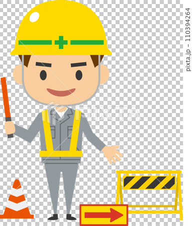 Image illustration of a male traffic director with a guide rod Image illustration of a male traffic director with a guide rod 110394264