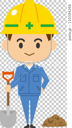 ヘルメットをかぶった男性建設作業員のイメージイラスト 110394268