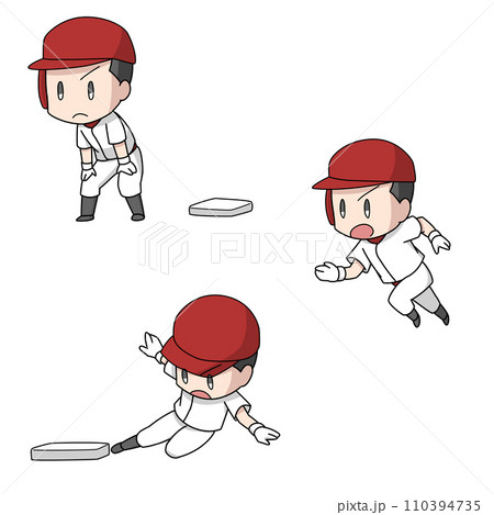 野球のランナーのイラスト3パターン・男子 110394735