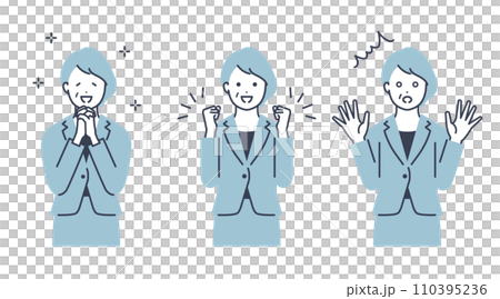 Middle senior business woman vector illustration material set 110395236