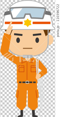 敬礼をしている男性レスキュー隊員のイメージイラスト 110396722