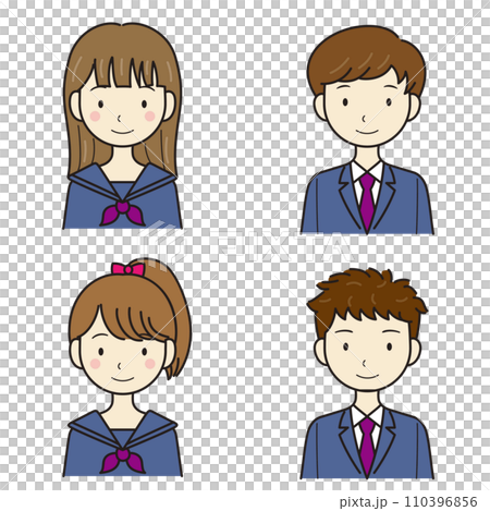 Junior high school student high school student male and female upper body vector Junior high school student high school student male and female upper body vector 110396856