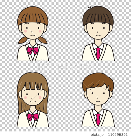 Junior high school student high school student male and female upper body vector Junior high school student high school student male and female upper body vector 110396891
