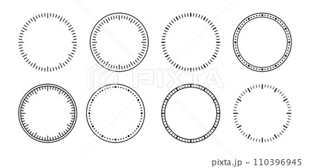 Blank mechanical clock face divided into seconds and minutes. Round meter scale. Watch dial. Timer template. Simple clock face. Vector illustration on white background Blank mechanical clock face divided into seconds and minutes. Round meter scale. Watch dial. Timer template. Simple clock face. Vector illustration on white background 110396945