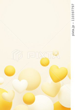 3D背景素材_ハート_黄色 3D背景素材_ハート_黄色 110397797