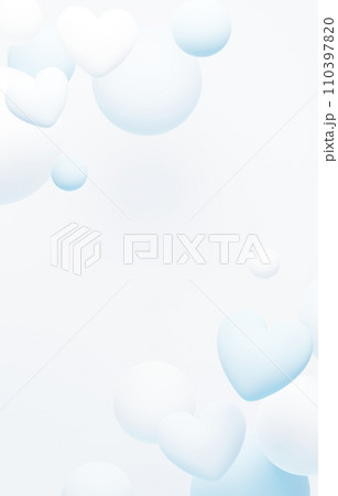 3D背景素材_ハート_白 3D背景素材_ハート_白 110397820