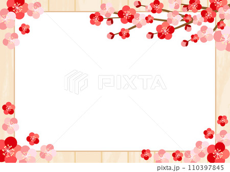 梅、花、フレーム、春、板 110397845