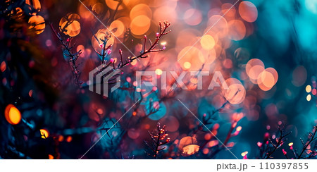 abstract background inspired by the seasons, incorporating bokeh lights to represent changing atmospheres 110397855
