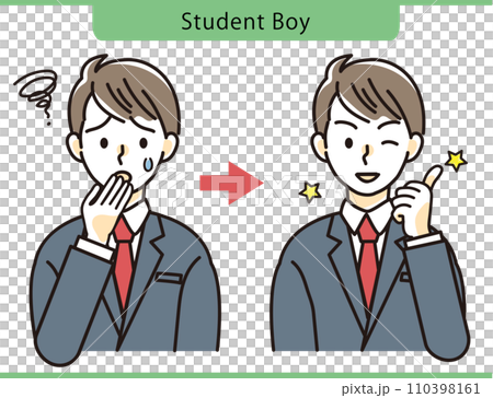 Troubled female student/male student who came up with a good idea Illustration material Troubled female student/male student who came up with a good idea Illustration material 110398161