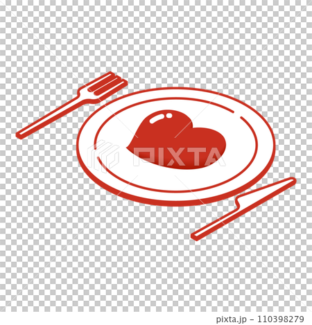 red heart on a plate 110398279