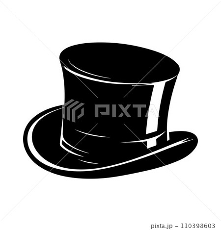 Top hat icon isolated on white background silhouette editable vector Top hat icon isolated on white background silhouette editable vector 110398603