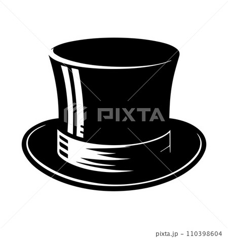 Top hat icon isolated on white background silhouette editable vector Top hat icon isolated on white background silhouette editable vector 110398604