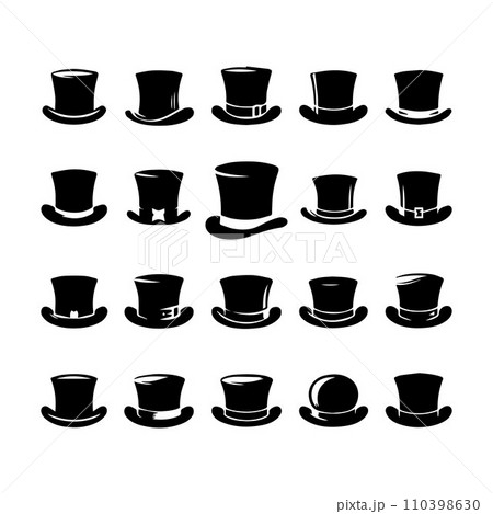 Top hat icon isolated on white background silhouette editable vector Top hat icon isolated on white background silhouette editable vector 110398630