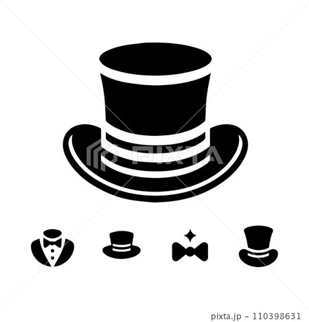 Top hat icon isolated on white background silhouette editable vector 110398631