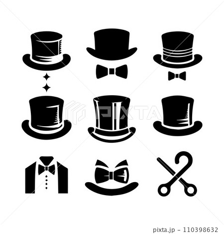Top hat icon isolated on white background silhouette editable vector 110398632