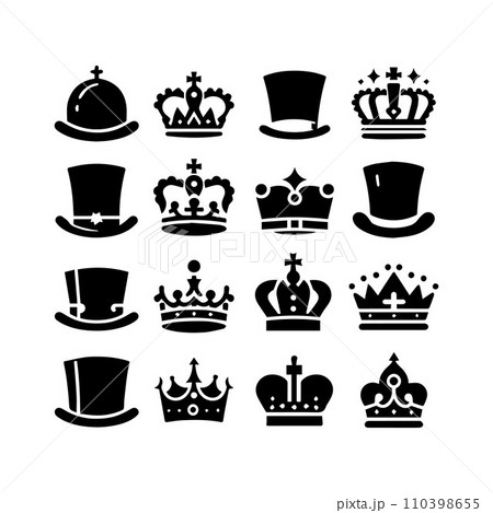 Top hat icon isolated on white background silhouette editable vector 110398655