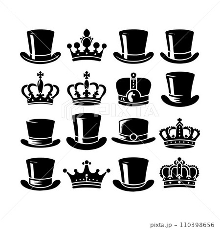 Top hat icon isolated on white background silhouette editable vector Top hat icon isolated on white background silhouette editable vector 110398656
