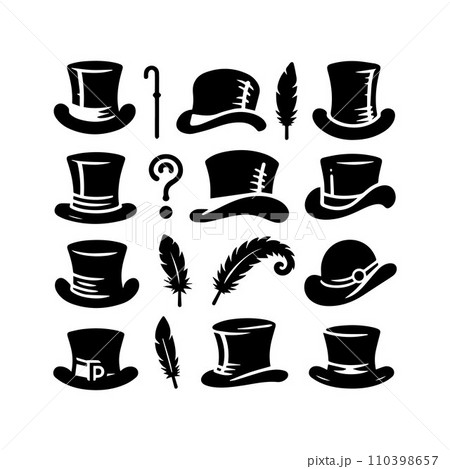 Top hat icon isolated on white background silhouette editable vector Top hat icon isolated on white background silhouette editable vector 110398657
