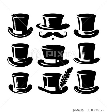 Top hat icon isolated on white background silhouette editable vector Top hat icon isolated on white background silhouette editable vector 110398677