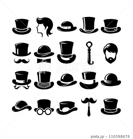 Top hat icon isolated on white background silhouette editable vector 110398678