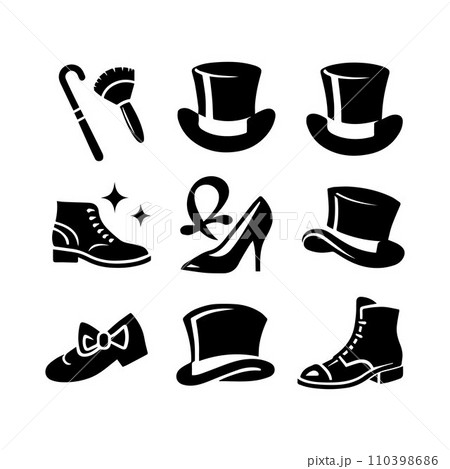 Top hat icon isolated on white background silhouette editable vector 110398686