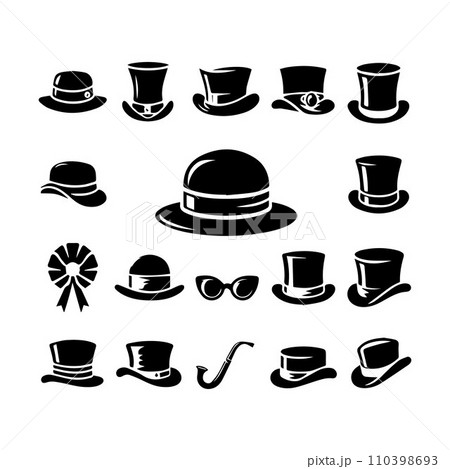 Top hat icon isolated on white background silhouette editable vector Top hat icon isolated on white background silhouette editable vector 110398693