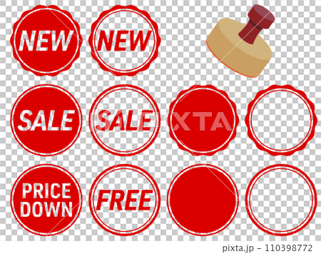 SALEやNEWの販促用スタンプセット 110398772