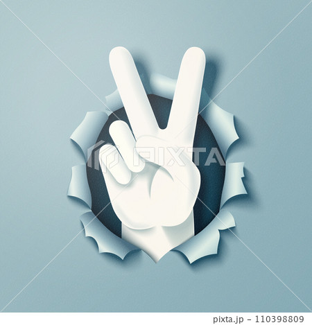 Hand gesture V sign for victory or peace. Peace sign. Paper Art Vector Illustration. Hand gesture V sign for victory or peace. Peace sign. Paper Art Vector Illustration. 110398809