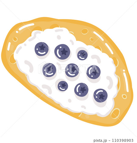 Toasted bread with Blueberry and cream Illustration 110398903