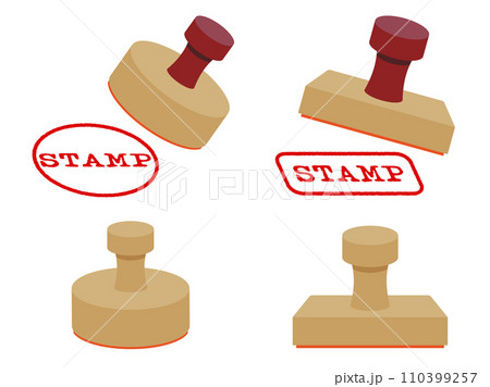 シンプルな丸と四角のスタンプのイラストセット 110399257