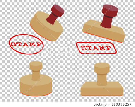 シンプルな丸と四角のスタンプのイラストセット 110399257