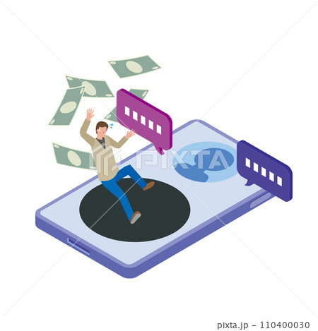 SNSの詐欺アカウントに騙される男性 SNSの詐欺アカウントに騙される男性 110400030