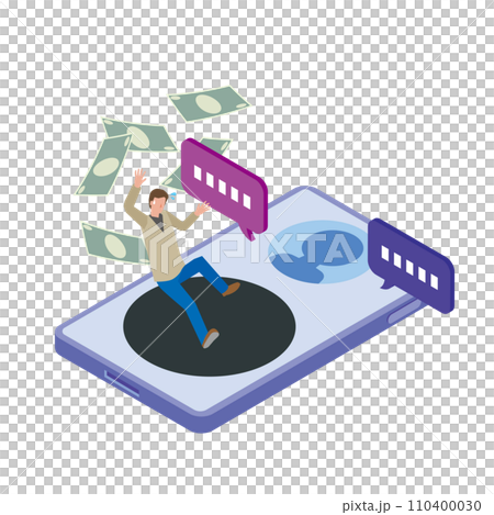 SNSの詐欺アカウントに騙される男性 SNSの詐欺アカウントに騙される男性 110400030