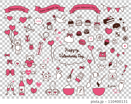 Cute handwritten illustration set for Valentine's Day 110400131