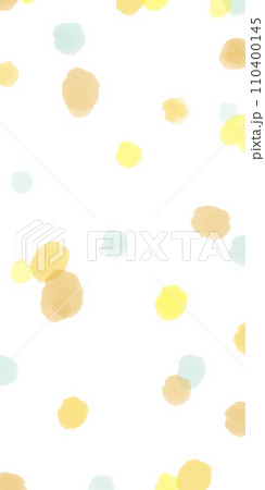 春夏用の手描き縦長バナー）白背景にカラフルな水彩ドット。爽やかなオレンジ・青緑・黄色　 110400145